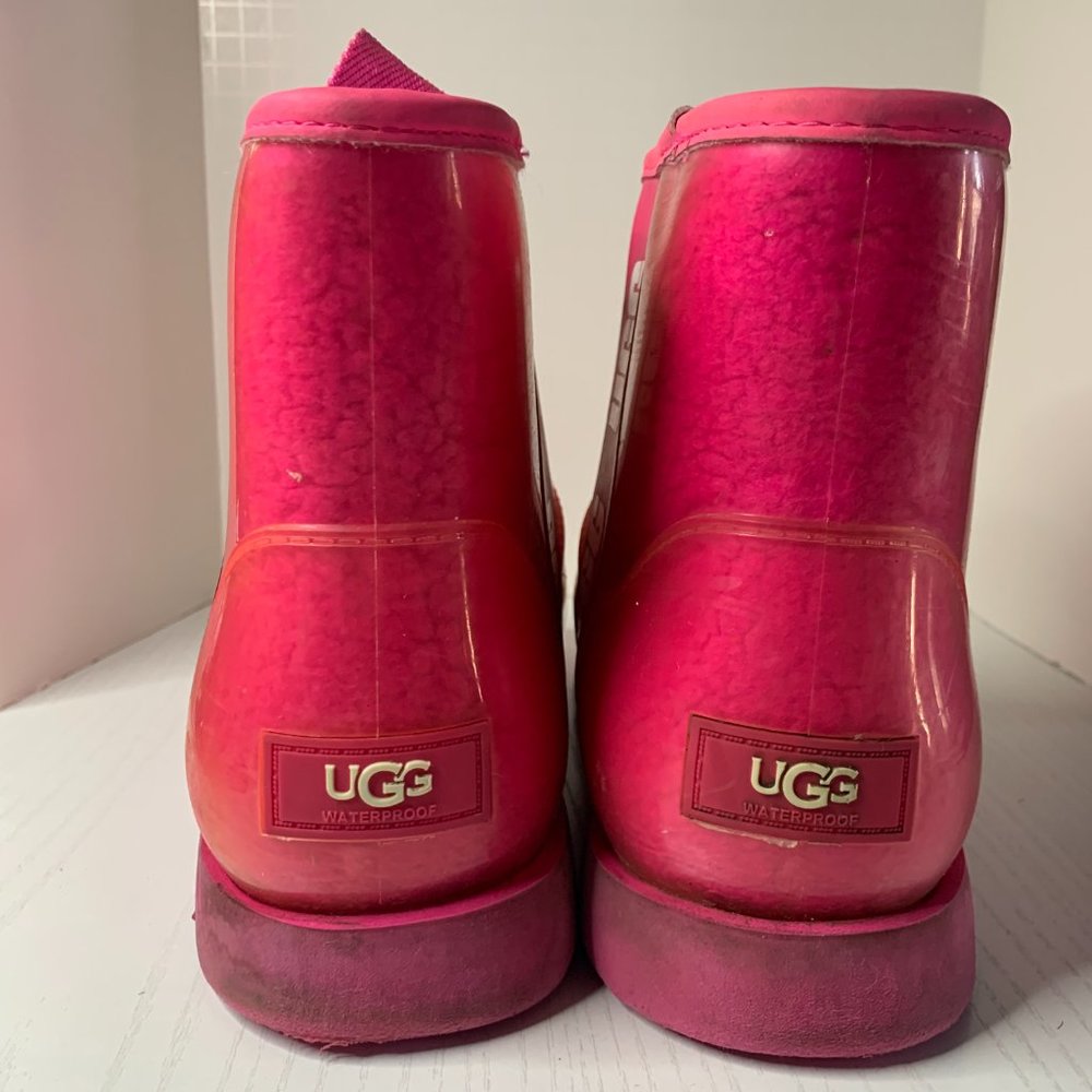 Hot Pink Waterproof Classic Clear Mini UGG Boots - Picture 4 of 6